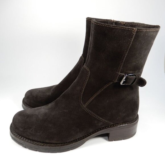 LA CANADIENNE Corey Buckle Bootie Boots Size 6 Waterproof Suede Brown NEW $525 - Picture 6 of 14